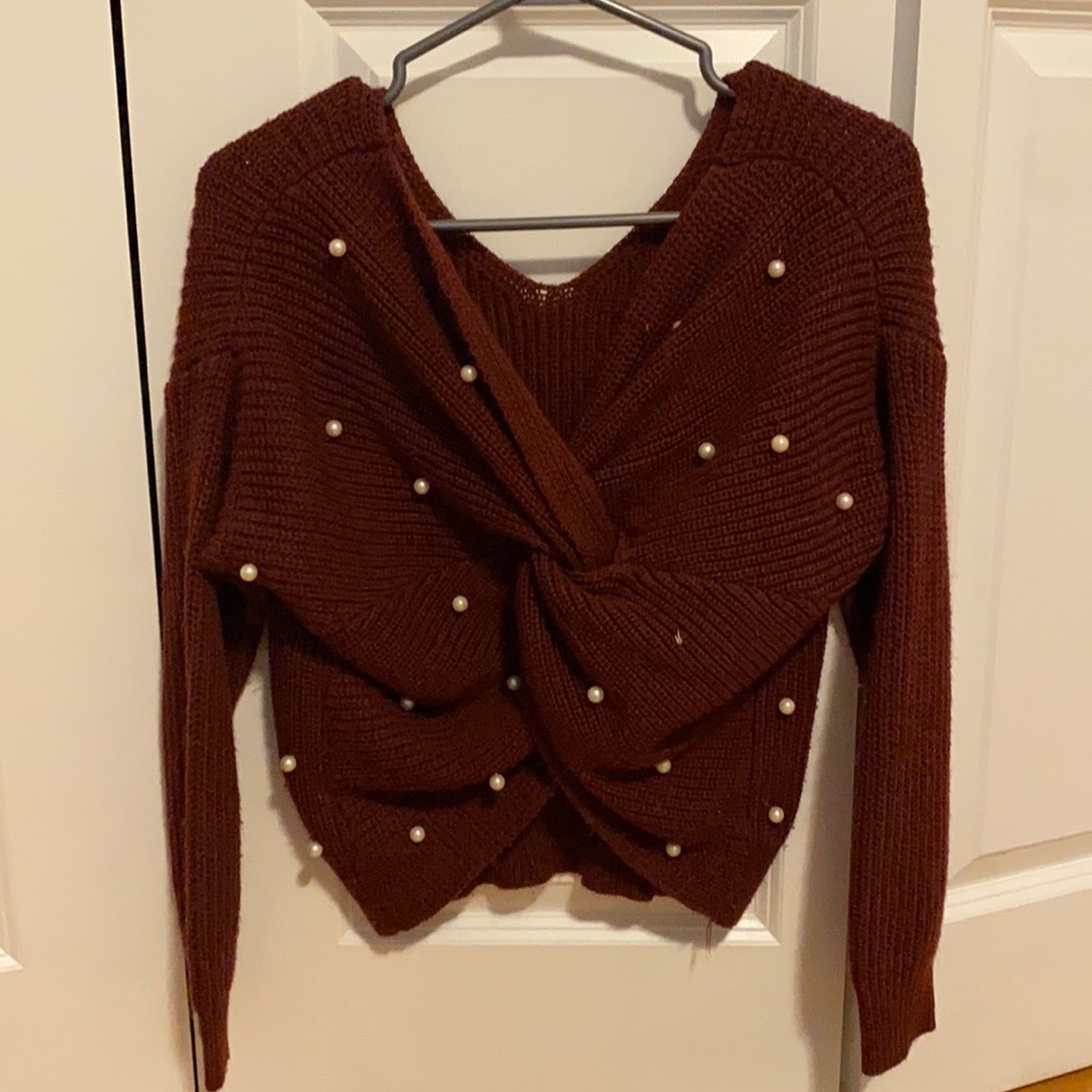 Pearl beaded back sweater